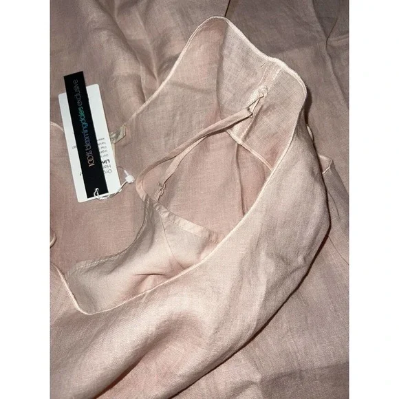 Eileen Fisher Organic Handkerchief Linen Powder Pink Tank Dress W/Slip $248 - Picture 7 of 14